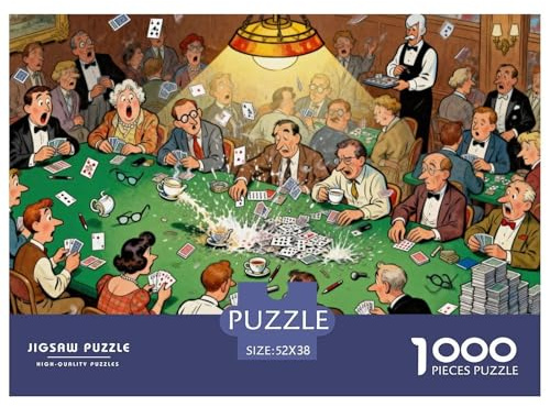 Club de Bridge et Jeux de Cartes Puzzle en Bois Imperméable Puzzles De 1000 Pièces pour Adultes Amusant Jeux Éducatifs