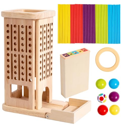 Juego de dados de palos - Juegos de mesa de madera | Desarrolla habilidades motoras finas, dados de palos de madera de colores, actividad de tablero colorida, desarrollo educativo temprano para niños,