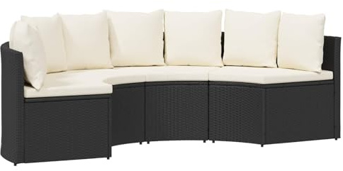 HETFTJN Gartensofa 2er Set Schwarz aus Akazienholz & UV-beständigem Poly-Rattan 88x66x67 cm Modernes loungesofa Outdoor für Terrasse Balkon und Kleiner Garten