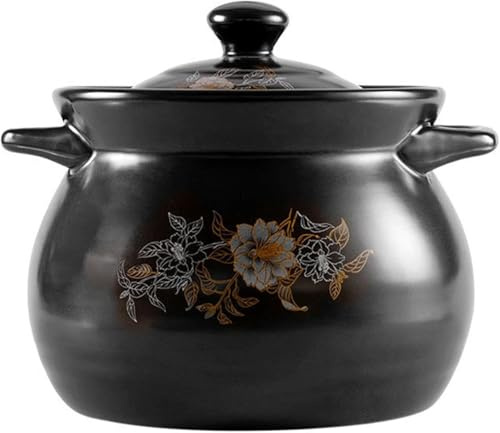Casseruola in Ceramica da 4 Litri con Coperchio - Pentola in Terracotta Resistente al Calore per Zuppe, Stufati E Riso - Piatto Rotondo in Terracotta con Manico 2L/1.8Qt