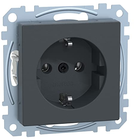 Schneider Electric Merten Schuko-Steckdose, Steckklemmen, System M, anthrazit edelmatt, Artikelnummer MEG2301-0414, 1 Stück