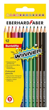 Eberhard Faber 511412 - Winner Buntstifte, in 12 Farben, im Kartonetui, zum Malen, Illustrieren und Zeichnen