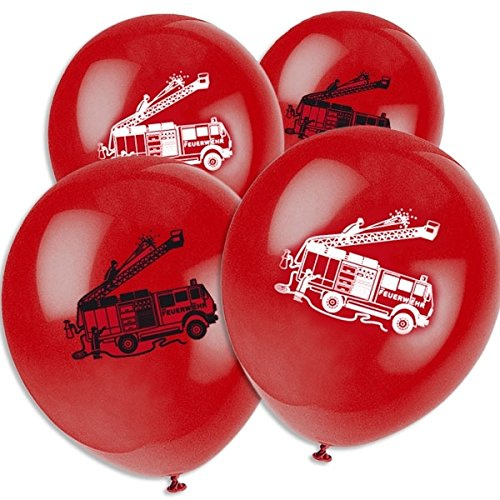8 Luftballons rot Feuerwehr Feuerwehrfahrzeuge