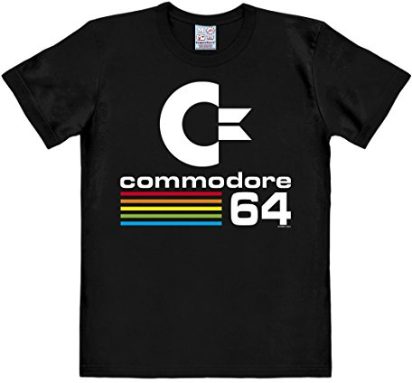 Logotypskjorta herr t-shirt Commodore C64, svart, 3XL