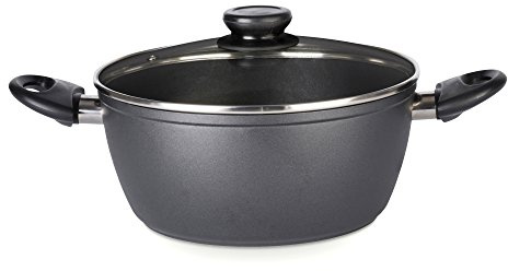Zinel 4141 Non-Stick Stockpot/Casserole, Cast Aluminum, Black, 24cm
