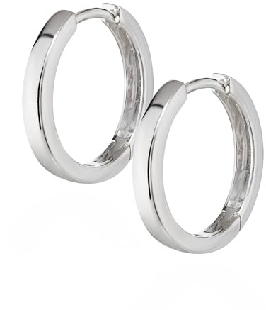 NKlaus Creolen quadratisch gerundet, 925 Sterlingsilber, 17mm, 2 Stück | Gewicht 2,3g; Breite 3mm; Stärke 2mm; Klappverschluss