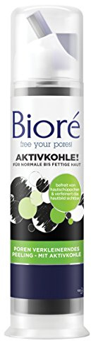 Bioré Poren verkleinerndes Peeling - mit Aktivkohle - 2 x 92 ml - dermatologisch getestet - normale bis fettige Haut