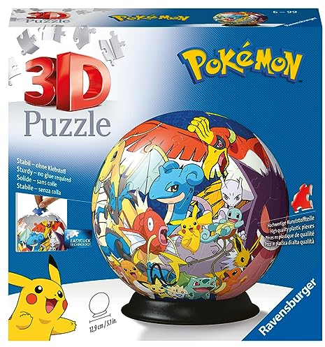Ravensburger 3D Puzzle 11785 - Puzzle-Ball Pokémon - Puzzleball aus dreidimensionalen Puzzleteilen - für große und kleine Pokémon Fans ab 6 Jahren