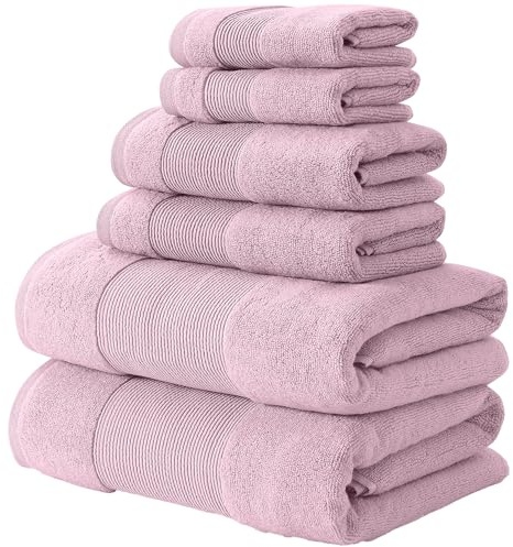Modern Threads Amrapur Overseas Air Cloud 6-Piece 100% Zero-Twist Cotton Towel Set - Bath Towels, Hand Towels, & Washcloths - Super Absorbent & Quick Dry - 500 GSM - Soft & Plush, Pink