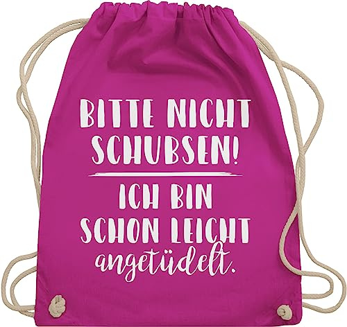 Shirtracer Turnbeutel Rucksack - Festival Zubehör - Bitte nicht schubsen ich bin schon leicht angetüdelt I Party - Unisize - Fuchsia - bieroutfit festival-bag geschenk weihnachten sauf beutel