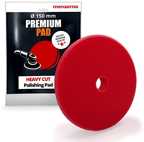 Menzerna 150mm Polierschwamm Rot Gelb grün Blau Polier Foam Pad Variante wählbar! (150mm Rot Heavy Cut Foam Pad)