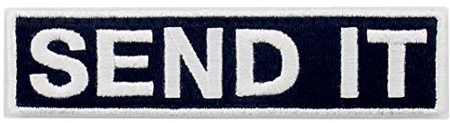 EmbTao Send It broderad lapp taktisk morale applikation fästkrok och ögla emblem, vit och svart