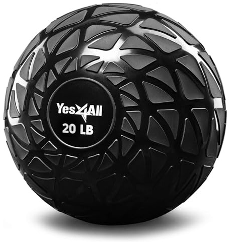 Yes4All TDH7 Slam Balls 4,5 – 18,1 kg/Slam Medicine Ball Version/Sandfylld träningsboll, lämplig för crossfit träning och styrketräning (svart) – 9 kg, dynamisk svart