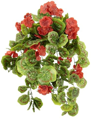 Géranium Artificiel Suspendu - Buisson de géranium Suspendu - Fleurs en Soie - Plante Artificielle - Géranium - Fleur de Balcon - Plante d'intérieur - Plante Classique - Buisson de Fleurs - Plante