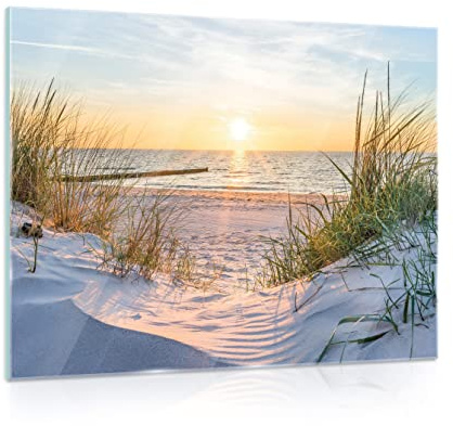 WallArena Glasbilder Bilder, Strand, | Bilder auf Glass - Wandbild XXL groß Wandbilder für Wohnzimmer Schlafzimmer Wohnzimmerbilder Modern