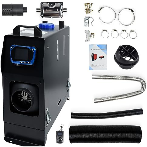 TRMLBE Standheizung Diesel 8KW, 12V Auto Luft Heizung Lufterhitzer Dieselheizung Innenraum mit Fernbedienung, LCD-Schalter für RV Boote LKW Wohnmobil Bus (Typ A, Schwarz + Blau LCD)