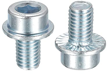 sourcing map M10x16mm Flanged Socket Head Cap Screws, 10pcs 8.8 Grade Carbon Steel Hex Socket Head Serrated Flange Bolts Machine Screws