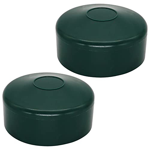 SKIR'CO (2 pcs) Fence Post Caps, Round 76 mm Green Plastic Caps for Round Fence Posts, Fence Post Covers, Moss Green RAL 6005