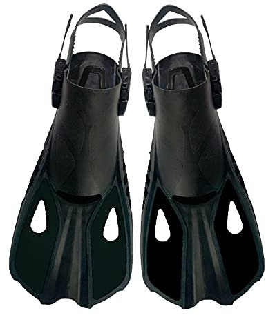 ENEN Schwimmflossen, Schnorchelflossen kurz Verstellbare Flossen für Erwachsene zum Schnorcheln, Schwimmen (S/M(37-41Meter),Schwarz)