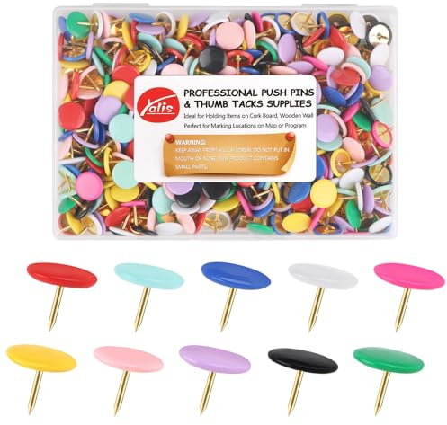Yalis Thumb Tacks 400-count, Colors Plastic Roundness Push Pins Decorative Tacks for Corkboard (Colorful)