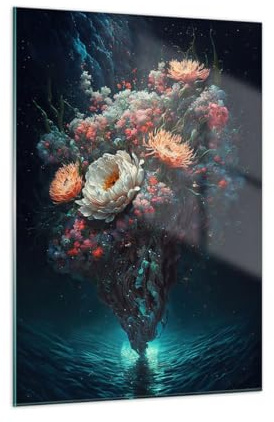 ARTTOR Bilder auf Glas 50x70 cm Wandbild Glasdruck Botanik Blumen - 6176 | Vertikal Klein Modern Dekoration Wohnzimmer Schlafzimmer Küche Wanddeko Kunstdruck Art Wall Decor ARTTOR