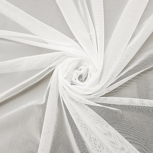 Mesh Fabric 4-Way Stretch Power Mesh 2 Yards Long 152 cm Wide Lightweight Sheer (Off-White) | Nylon Spandex Power Mesh