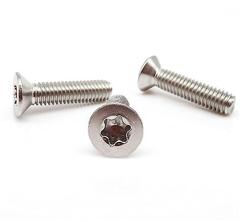 EVURU Qiong Store 5/10/50 Stück M3 M4 M5 M6 M8 304 A2 Edelstahl Sechs Lappen Torx-Flachkopf Senkkopf Schraube L = 3 – 60 mm (Farbe: 30 mm, Größe: 10 Stück M5)