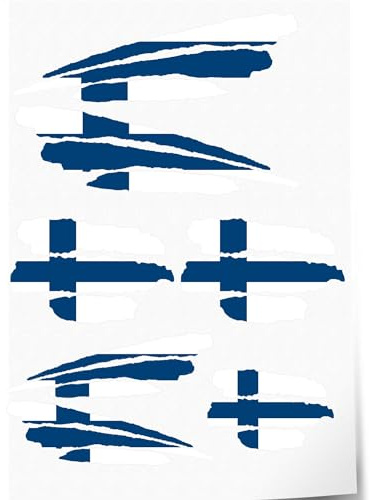 Indigos UG Aufkleber Finnland - 7 Autoaufkleber - Flagge - Fahne mit 3 Streifen - selbstklebende Fahnen für Heckscheibe, Modellbau, Sport, Motorrad, Auto, Tuning, Fenster, Kofferraum