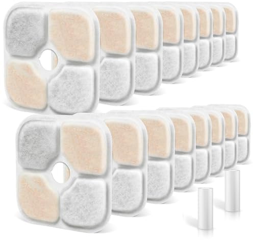 18 Stück Filter Katzenbrunnen für Catit Pixi Trinkbrunnen Ersatzfilter | 2,5L Katzen Wasser Brunnen Filter, Dreifaches Filtersystem, mit Harz und Aktivkohle, 2 Schläuch