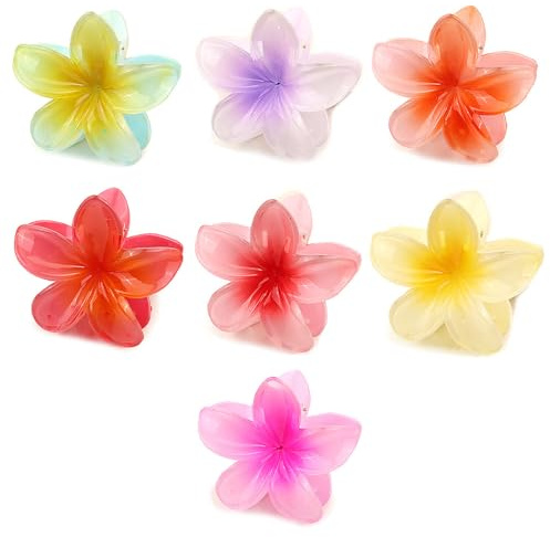 7 Stück Haarklammer, 8cm Farbverlauf, Blume, Acryl, Haarspange für Damen, groß, süße Haarklammern, Krabbenklemme, Haarspangen, hawaiianische Kopfbedeckungen