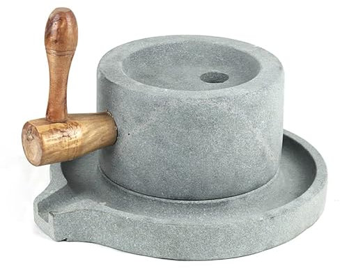 Steinmühle Handgefertigter Beeren- Weizenpulverzerkleinerer, Haushaltsmühle für Mungobohnen/Sesamsamen/Erdnüsse, Steinmühle zum Mahlen von Trockenen und Nassen Lebensmitteln(20cm x 30cm (7 7/8 x