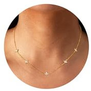 ALEXCRAFT Kette Gold Glitzer Blume Damen mit Zirkonia Halskette Modeschmuck für Sie Frauen Freundin Mama Kette Länge 42+5.5cm