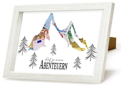 HSDSH Geldgeschenk Wandern Verpackung für Geldgeschenk Berge Urlaub in den Bergen, Urlaubskasse Geschenk, Geschenke für Reisende, Reisekasse für Wanderer & Bergsteiger