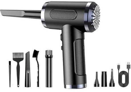 XUNIVERS Elektrische Staubgebläse Druckluftspray für PC Reinigungsset 3 Gang Air Duster Luftdruckspray mit LED-Licht mit 9000mah Akku,Tastatur Reinigung Druckluft Luftspray für Laptop,Sofa,Bürogeräte