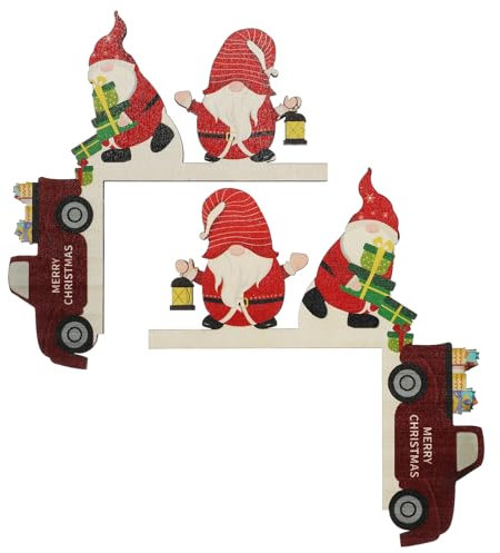 COLLBATH 2stücke Türweihnachtsdeko Aus Holz Weihnachtswichtel-türdeko Türrahmen-weihnachtsdeko Dekoration Für Innenbereich Weihnachtsfeiertagsdekoration Einfache Installation Ohne Bohren Fe