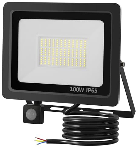 YCZM 100W LED Strahler Außen mit Bewegungsmelder 10000LM 6500K Kaltweiß,Außenstrahler mit Bewegungsmelder IP65 Wasserdicht,Scheinwerfer mit Bewegungsdetektor Schwarz für Hell Garten Garage Hof