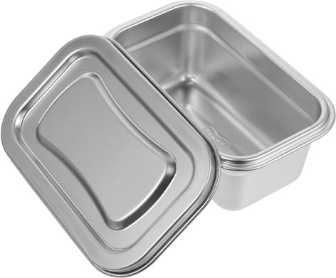 BESTYASH Envases para Helados de Acero Inoxidable, Caja para Refrigerador Doméstico, Contenedor Multifunción para Helado Casero, Conservación Prolongada y Resistente