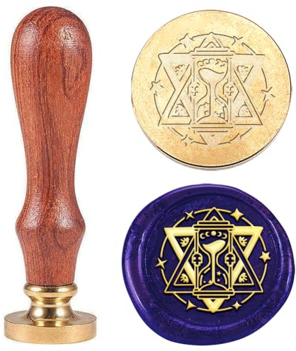 Hobbspring 1 Stück Vintage Wachssiegel Stempel Sanduhr Siegelwachs Stempel 25mm Abnehmbarer Messing Stempelkopf Mit Holzgriff Für Umschläge Einladungen Verzierungen Flaschendekor Zurück zur Schule