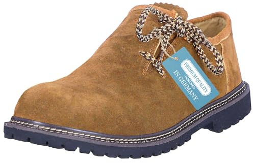 Trachtenschuhe Herren - Haferlschuhe für Männer - Florian - Echtes Rindsleder - Optimale Passform und traditionelles Design - Herrenschuhe fürs Oktoberfest und Feierlichkeiten - Hellbraun - Gr. 42