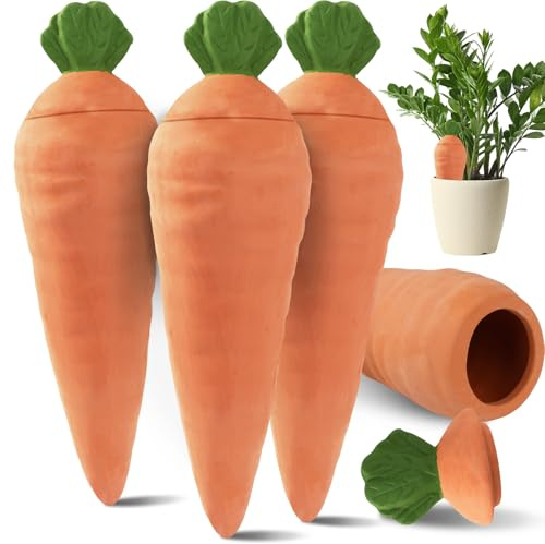 TAGEPUJIE Terracotta Watering Spikes 4 Pcs – Eco Self‑Watering Stakes for Wine Bottles, Slow‑Release Watering System for House & Garden