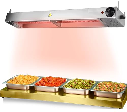 Lampada Riscaldante per Alimenti, Sospeso Lampade Scaldavivande Cucina | Lampade Riscaldanti Commerciale per Buffet, Cucine e Hotel, Temperatura Regolabile 30-80°C, Acciaio Inossidabile