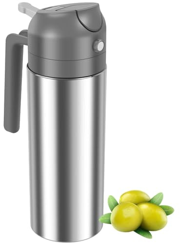Hemasa Botella pulverizadora de aceite de acero inoxidable, grado 304, dispensador de cocina para cocinar, barbacoa, hornear