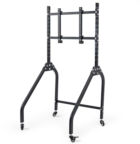 Dardoo Single Monitor Stand with Brake Casters - Premium Adjustable Mount for Racing Simulator Cockpit, Full Motion Adjustability for 27 to 65 inch Monitors, Immersive Viewing Experience