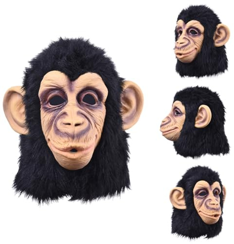 Masque De Singe En Latex Pour Halloween Accessoire De Déguisement Réaliste | Masque Singe Latex Cosplay pour Hommes Femmes Passionnés Fans Soirée Parc à Thème Performance