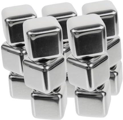 TOYANDONA 15pcs Food-Grade Stainless Steel Whiskey Cubes Beverage Cooling Stones for Drinks Metal Ice Cubes for Bars Home Cocktails Rust-Resistant Chilling Rocks