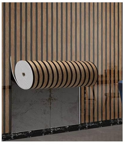 Papier peint autocollant, stickers muraux en bois auto-adhésifs, panneaux acoustiques et imperméables en PVC de 2,8 mm d'épaisseur for murs et plafonds