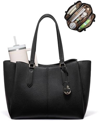 LOVEVOOK Laptop Tote Bag for Women 15.6 In Work Bags with Triple Compartments Large Faux Leather Computer Office Briefcase