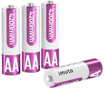 imuto Lot de 4 piles AA rechargeables au lithium 1,5 V 4200 mWh