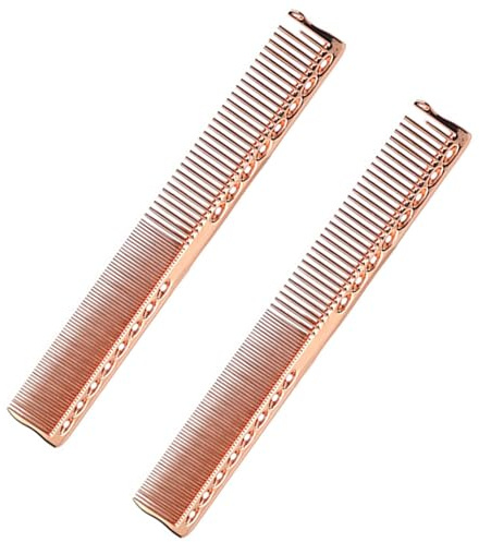 Pettine da taglio per capelli 2pcs Pettine da taglio per capelli professionale a denti fini e larghi da per in alluminio oro rosa pettini da barbiere da 8 pollici per pa