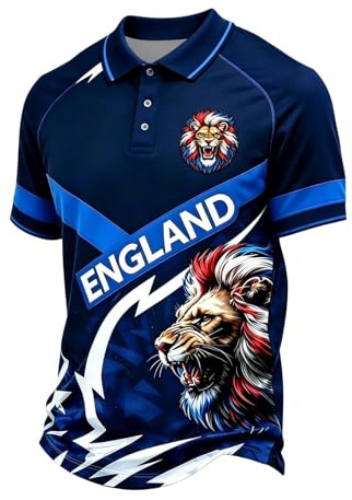 Men's England Polo Football Shirt 2026 Athletic Stretch Breathable Lightweight Outdoor Sports Soccer Tshirts Plus Size